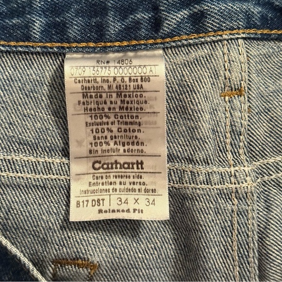 Carhartt Men's Size 34x34 Denim Blue Jeans Relaxed Fit Med Wash Loose Workwear - Picture 5 of 11